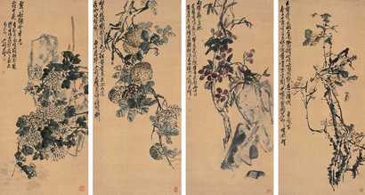 王个簃 花卉 立轴